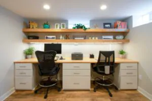 Comfortable and Functional Basement Home Office - Newton Basement Finishing