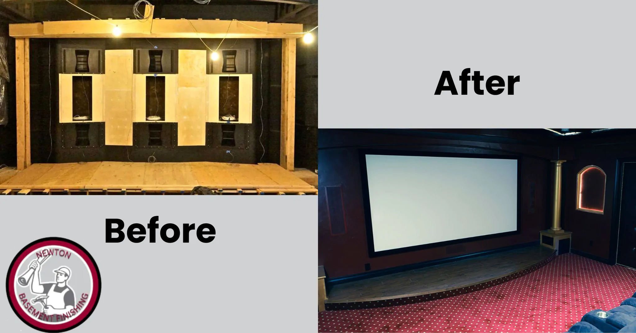Before and After Basement Home Theater Installation