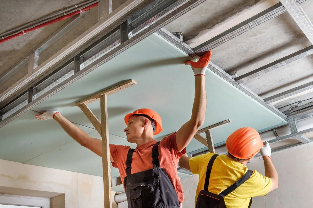 installation of ceiling drywall