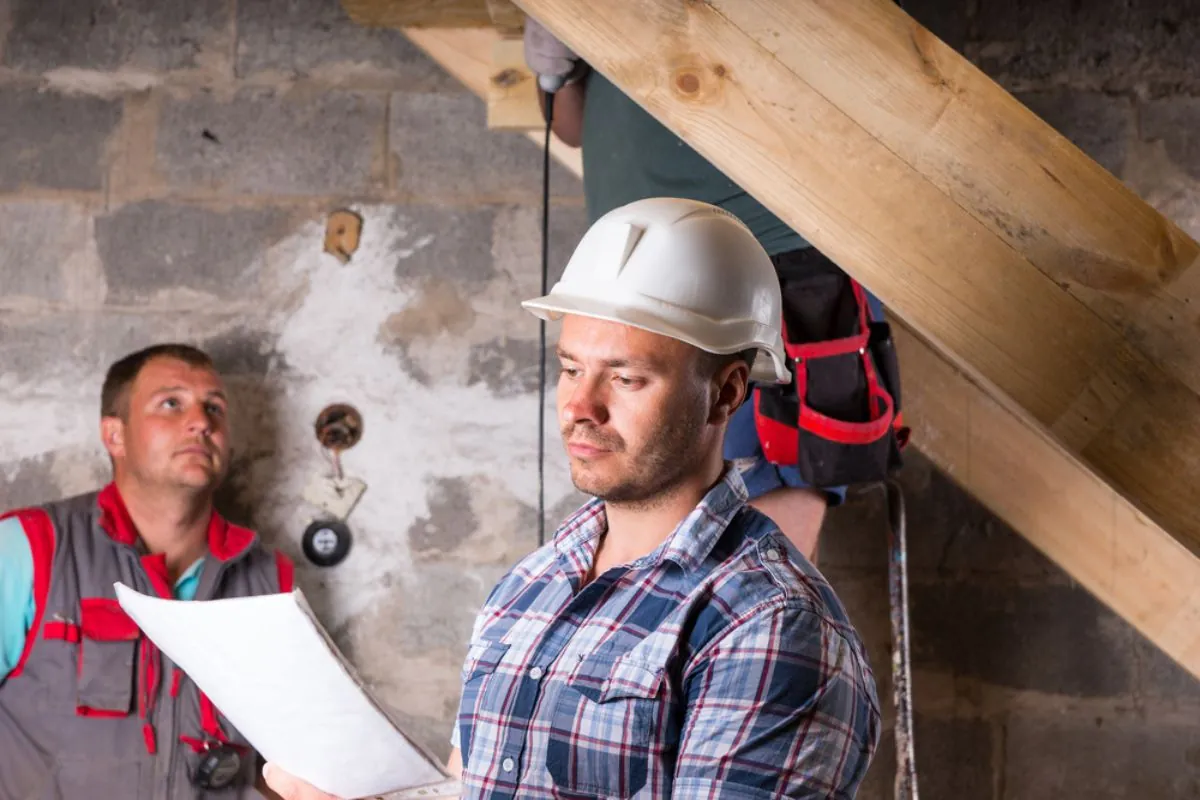 group of contractor on basement